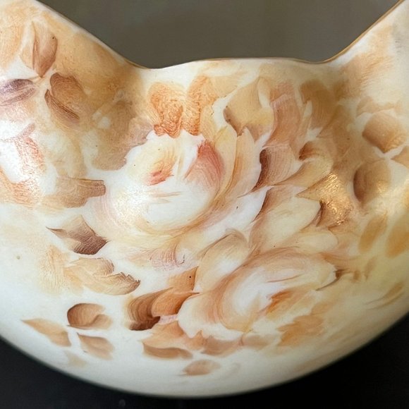 Antique Thun Porcelain Rose Bowl Signed by Artist 1927 Handpainted with Gold Rim - Picture 6 of 6